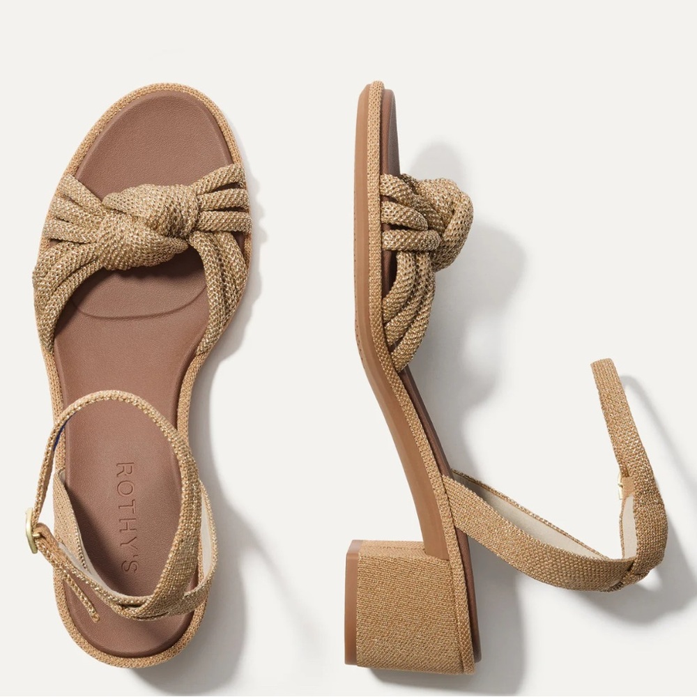 Rothy's The Knot Golden Sun Gold Sandals Shoes 10